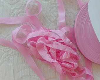 Pretty in Pink Seam Binding Ribbon 6+ Yards | Crinkle Wrinkle Satin Crafting Ribbon Card Making Gift Tag Planner Scrapbook Journal Supply