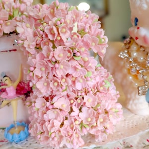 3 Forget-Me-Not Flower Sprays | PEACHY PINK | Vintage Style Millinery Flower | Shabby Chic Floral Bouquets DollHouse Miniatures | WARM Pink