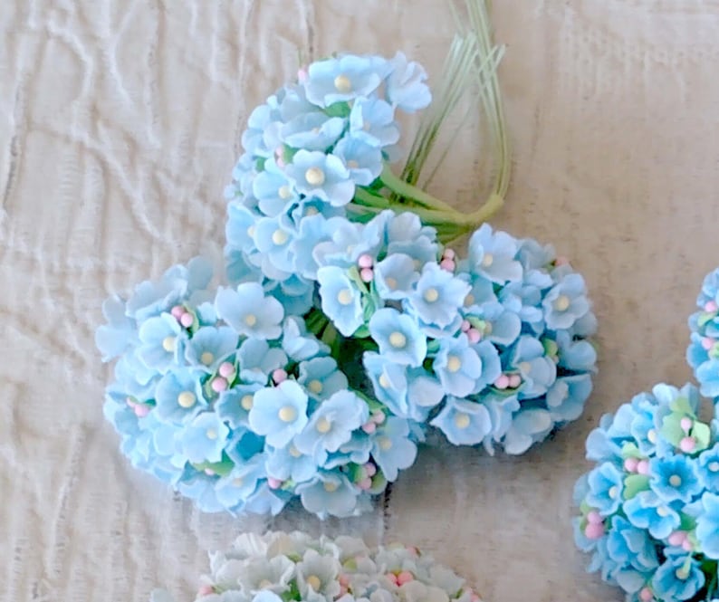 Forget-Me-Not Flower Sprays BLUE Vintage Style Millinery Old Fashioned Flower Picks | Shabby Chic Floral Bouquet Dollhouse Miniatures immagine 1