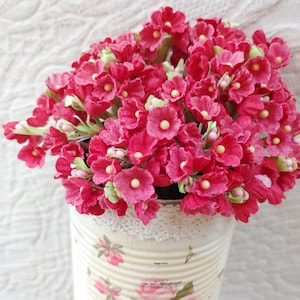 3 Forget-Me-Not Flower Sprays | DUSTY RED | Vintage Style Millinery Old Fashioned | Shabby Chic Floral Bouquets DollHouse Miniatures Gift