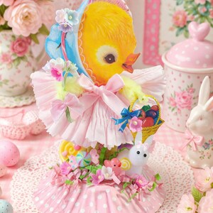 Vintage Style Bump Chenille Chick Figure – Easter Spring Decor, Tier Tray Spring Accents - Kitsch Kitschy Home Decor or Kawaii Style image 5
