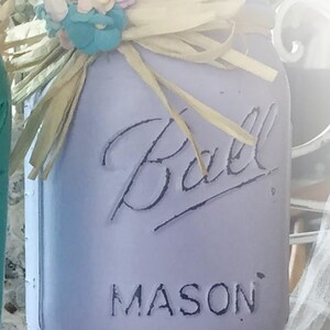 Shabby Chic Painted Mason Jars Centerpieces Home Decor Vases for Wedding Bridal/Baby Shower/Birthday Party/Mothers Day Hostess Gift Idea Lavender