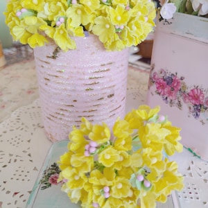 1 Forget-Me-Not Flower Spray | LEMON YELLOW SORBET| Vintage Style Millinery Old Fashioned | Shabby Chic Floral Bouquet DollHouse Miniature