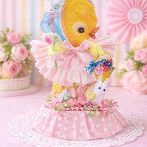 Vintage Style Bump Chenille Chick Figure – Easter Spring Decor, Tier Tray Spring Accents - Kitsch Kitschy Home Decor or Kawaii Style image 6