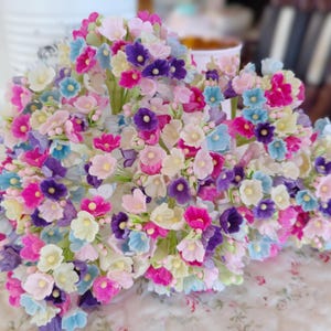 9 Forget-Me-Not Flowers Sprays | BRIGHT MIX | Vintage Style Millinery Flowers | Shabby Chic Floral Bouquet DollHouse Miniatures | Gifts
