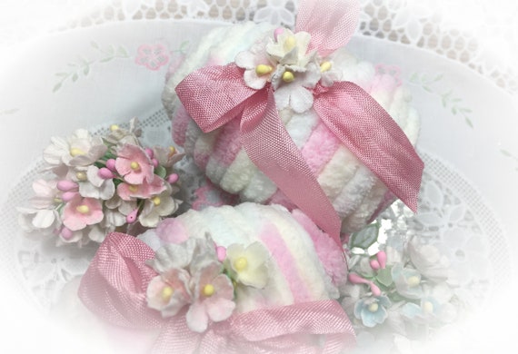 Shabby Chic Chenille Pastel Easter Egg - Vintage Flowers Ribbons - Happy Easter Basket Filler Spring Accents Table Decor - Hostess Gift Il_570xn