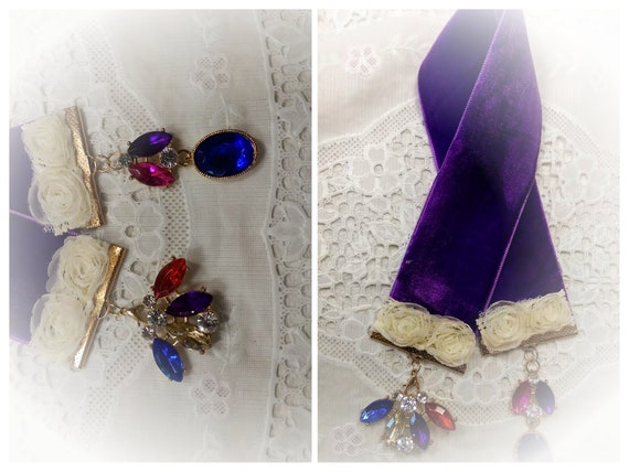 Velvet Bookmarks for Book Planner Scrapbook Diary Bible - Shabby Chic Vintage Style - Bridesmaids Teacher Reader Club - Gift for Her Il_570xn