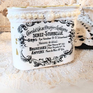 FRENCH COUNTRY Decorated Rectangle Can - White Farmhouse Rustic Decor - Typography French Labels - Paris France Home Decor- Shabby Chic Home