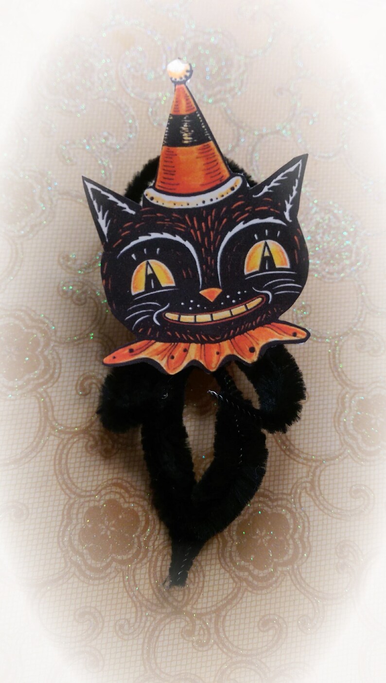 Halloween Pipe Cleaner Ornament Bump Chenille Vintage Kitty Etsy