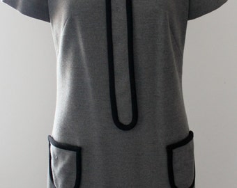 Gray 60s Mod Dress with Peter Pan Collar