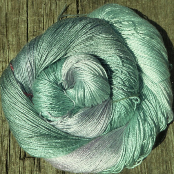 PURE Mulberry SILK, 4 ply, hand dyed, Mollycoddle Yarns, 100 gms 400 mts, fingering, indie dyer, pale Teals, duck egg, light blue, lavender