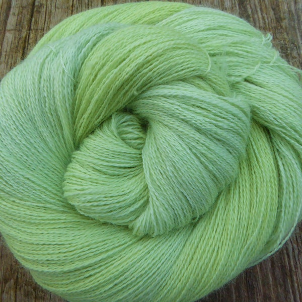 PURE BABY ALPACA Laceweight, Mollycoddle Yarns, hand dyed wool, Lace 100 gms, 800 mts super soft and luxurious! soft springtime green shades