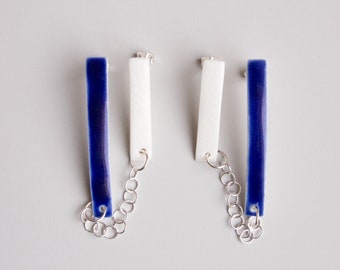 blue/white hanging porcelain and sterling sterling silver earrings Laurentides