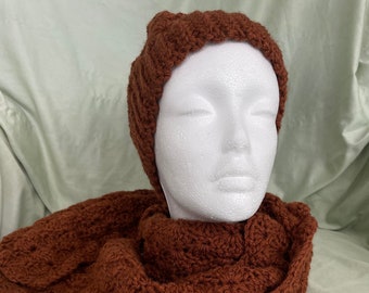 Brown Hat and Scarf Set