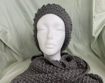 Gray Hat and Scarf Set