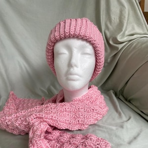 Light Pink Hat and Scarf Set