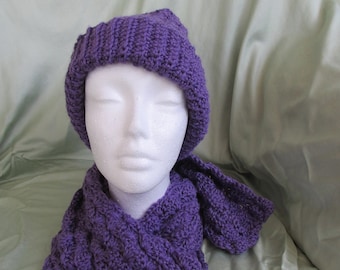 Purple Hat and Scarf Set