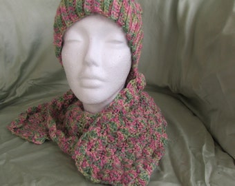 Pink/Green Hat and Scarf