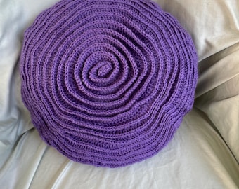 16" Round Double Sided Ruffle Rose Decorative Pillow