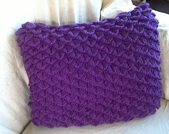 12"X16" Purple Rectangular Crocodile Stitch Decorative Pillow