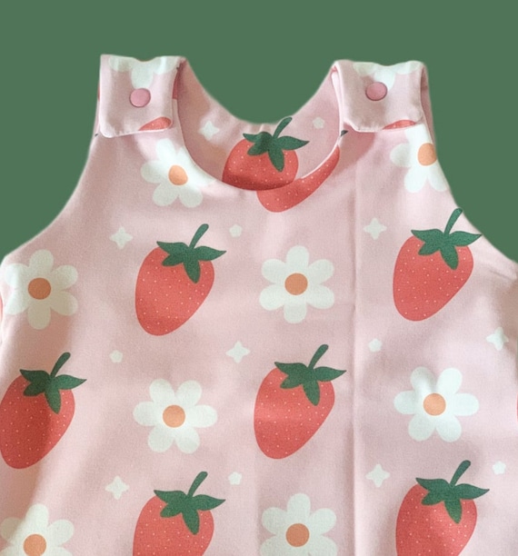 Girls Pink Strawberry Baby Romper