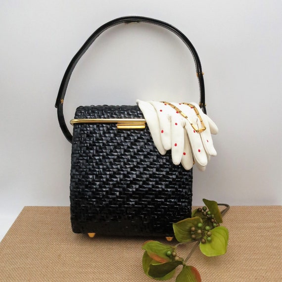 black wicker purse