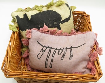 French Lavender Pillows Handmade Aromatherapy Sachets Provence Lavender Black Cat Clothes Line