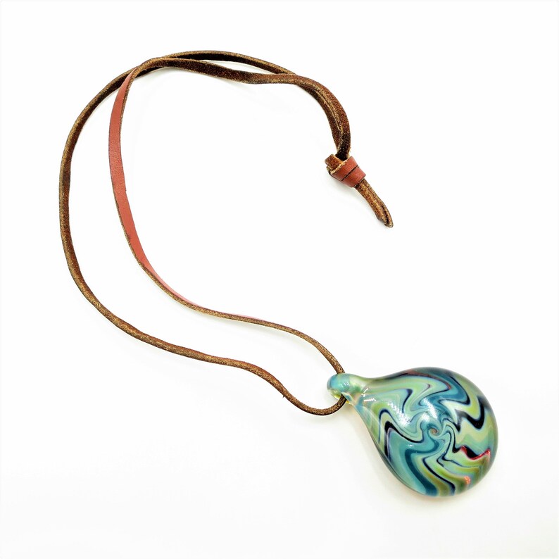 Art Glass Pendant Necklace Boro Blown Fused Glass Colorful Borosilicate