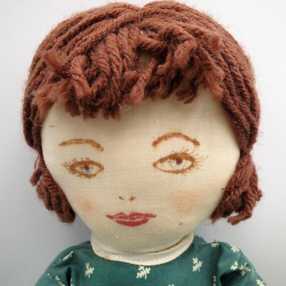 Buy Raggedy Ann Doll Handmade Primitive Style Girl Doll Hand Painted Face Green  Dress Petticoat Online in India - Etsy