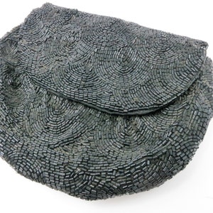 Antique Black Sequin Purse Art Deco Style Opera Purse Vintage Fanny Pack Coin Purse Handmade in France