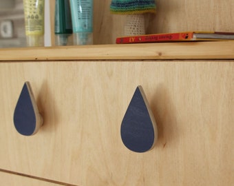 Raindrop Wooden Furniture Knobs: Kids Room Decor, Set of 2