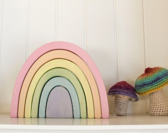 Pastel wooden rainbow | Rainbow toy | Waldorf wooden arch | Baby girl nurcery decoration| New baby personalized gift