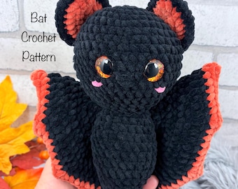 Crochet Bat Pattern, Halloween, PATTERN ONLY, Low Sew, Amigurumi plushie, gift idea, spooky, handmade plush toy, PDF Pattern Download