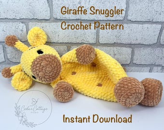 Crochet Giraffe Snuggler Comforter Pattern, Amigurumi, low sew, handmade gift idea, Plushie Toy Pattern, lovey