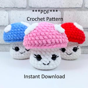 Crochet Mushroom Pattern, PATTERN ONLY, Amigurumi, Low sew, handmade gift idea, Plushie Pattern, gift, fun food crochet, decor