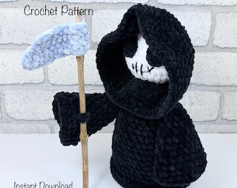 Grim Reaper Crochet Pattern, Halloween, Amigurumi, plushie, spooky, decoration, gift, scary, PDF digital pattern