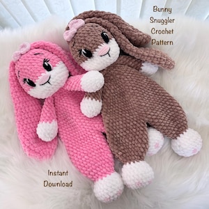 Bunny Snuggler Crochet Pattern, Amigurumi, low sew, lovey, comforter, plushie, snuggle buddy