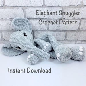 Crochet Elephant Snuggler Comforter Pattern, PATTERN ONLY, Amigurumi, plushie, low sew, handmade gift idea, Plushie Toy Pattern, lovey