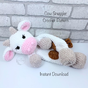 Crochet Cow Comforter Snuggler Pattern, Amigurumi, low sew, Plushie Toy Pattern, lovey, new baby