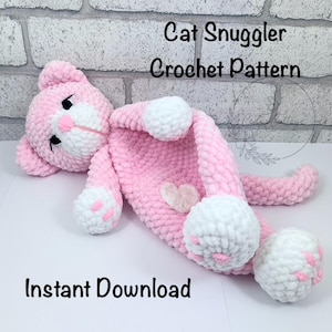 Crochet Cat Comforter Snuggler Pattern, PDF Digital, Amigurumi, low sew, handmade, Plushie Toy, lovey