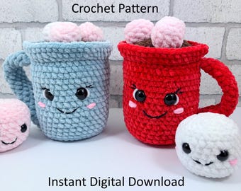 Crochet Pattern Hot Chocolate mug with Marshmallows, PDF Amigurumi, plushie, Winter decoration, Christmas