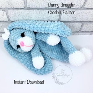 Crochet Bunny Snuggler Pattern, Comforter, Amigurumi, low sew, PDF Tutorial, Plushie Toy, lovey