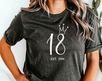 18. Geburtstag Shirt, Est. 2006, Geburtstagsshirt Zahl, 18thbirthday, 18. Geburtstag Geschenk, Geburtstagsshirt 18, Geschenk Schwester