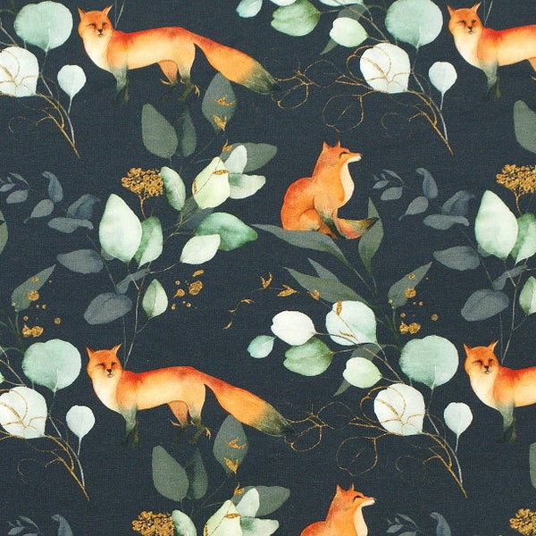 Cotton jersey fox | Eucalyptus Jersey | Fox fabric | Cotton jersey by the meter | Fabrics children's jersey | | Fabric Sheets | Jersey with fox