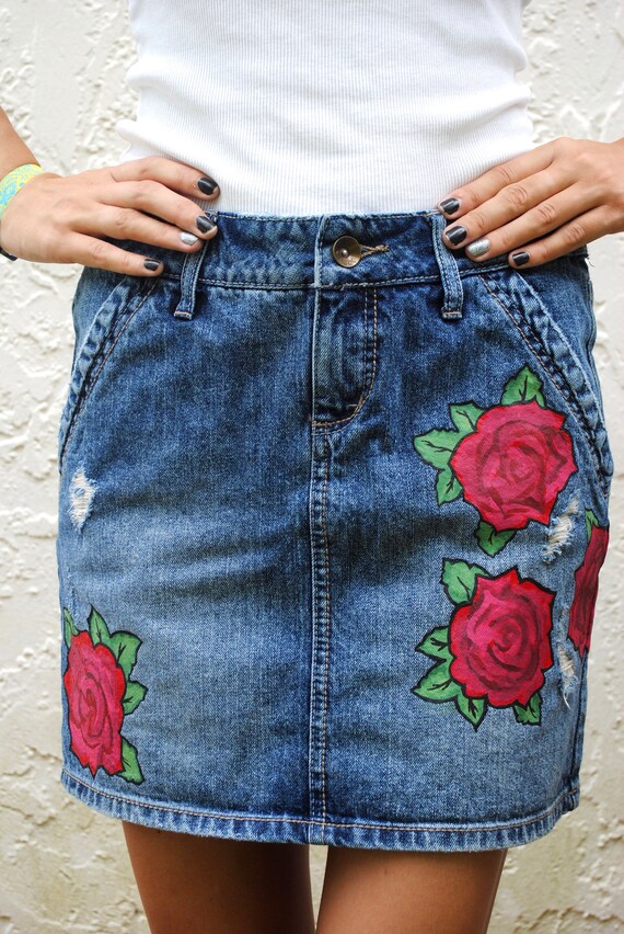 painted jean skirt