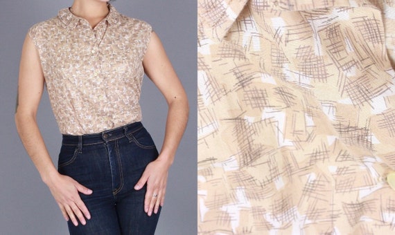 1950s sleeveless blouse/ Vintage Jeanies by Blie B