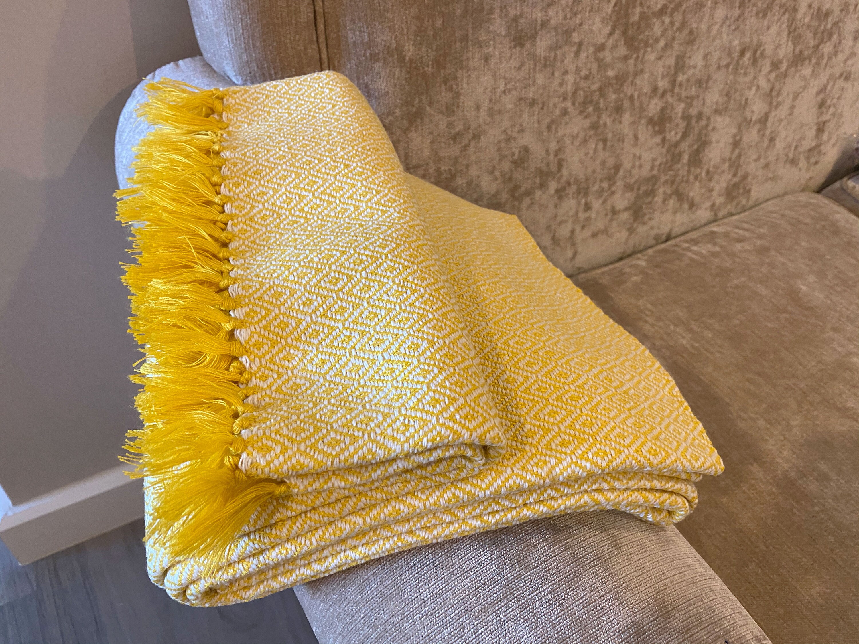 Mustard Yellow Hand Woven Blanket Etsy