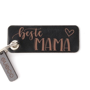 Keychain BESTER MAMA the perfect gift for mom vegetable tanned leather handmade in Munich image 3