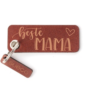 Keychain BESTER MAMA the perfect gift for mom vegetable tanned leather handmade in Munich image 1