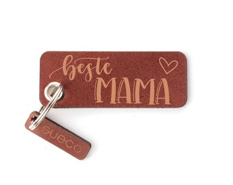 Keychain "BESTER MAMA" - the perfect gift for mom - vegetable tanned leather - handmade in Munich